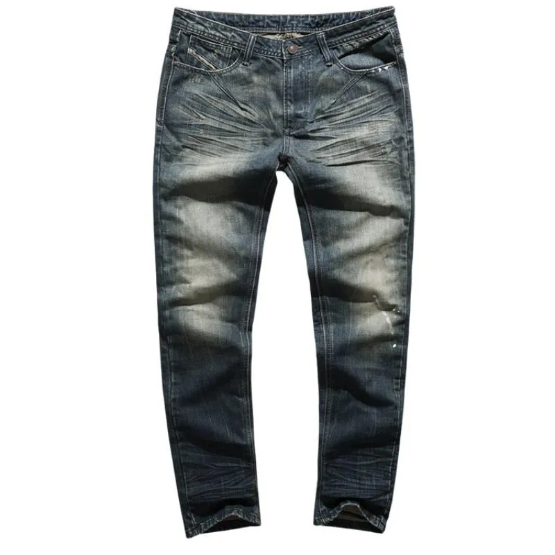 Men's Washed Ripped Elastic Jeans