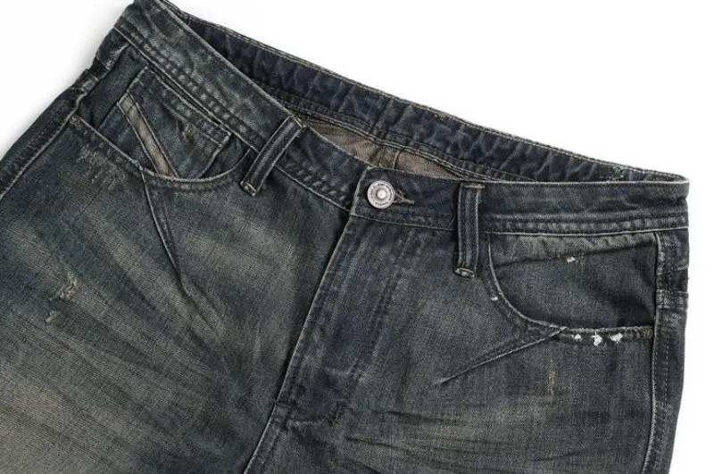 Men's Washed Ripped Elastic Jeans