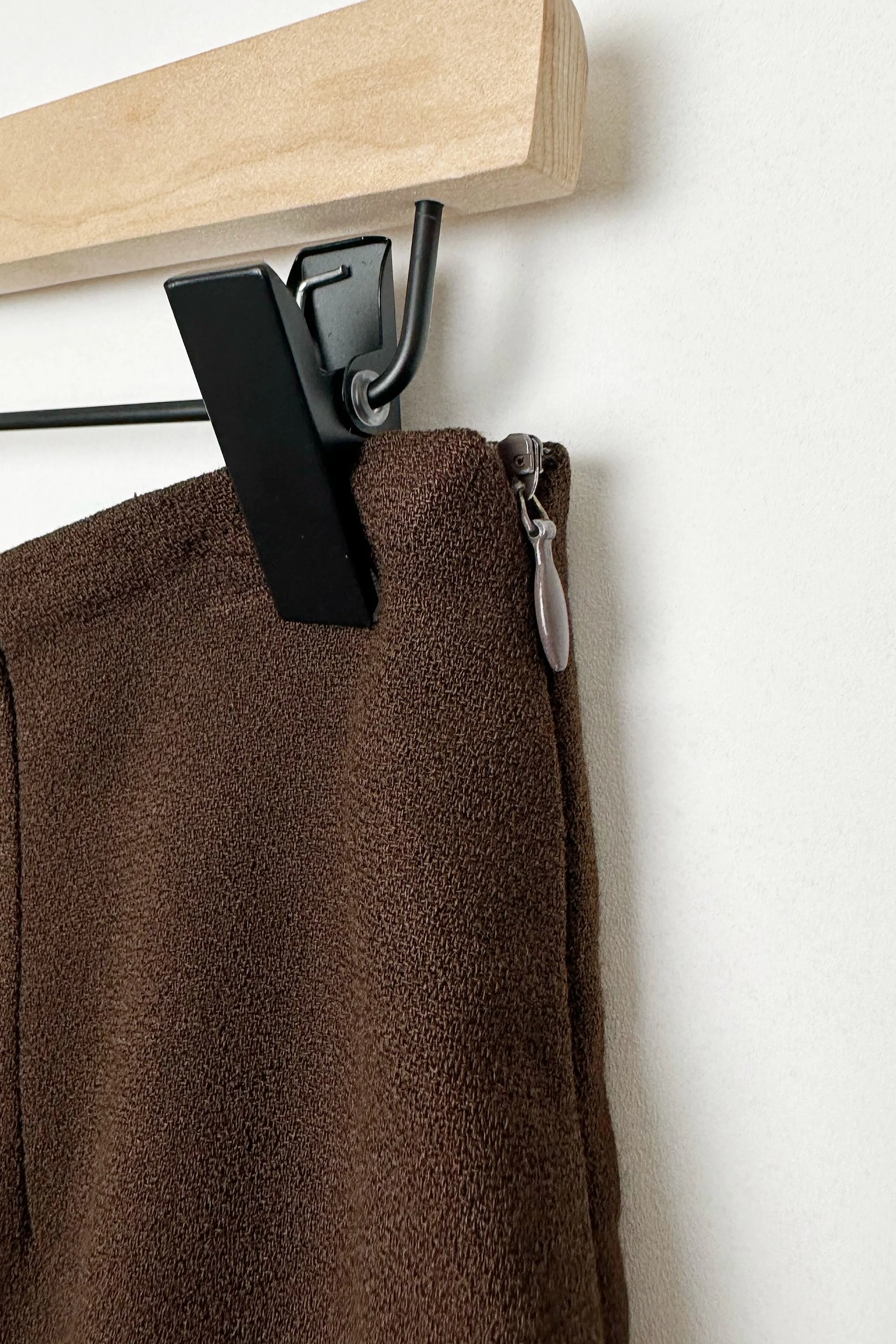 Minimalist Chocolate Brown Wool Mini Skirt US 6, 90's TOTOnKO