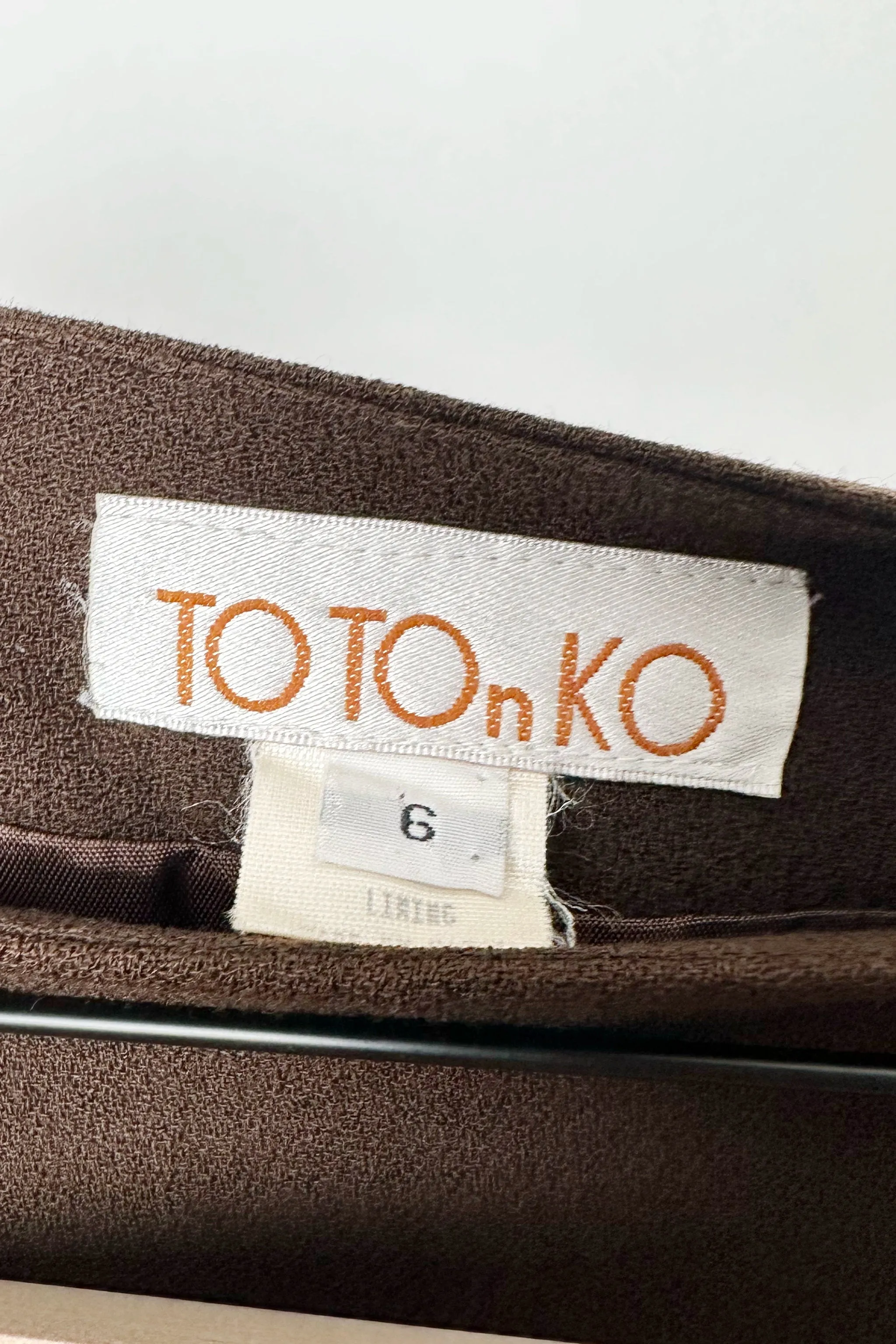 Minimalist Chocolate Brown Wool Mini Skirt US 6, 90's TOTOnKO