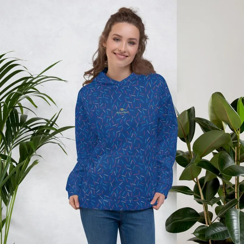 Navy Blue Sprinkle Women's Hoodies, Birthday Unisex Sweatshirt Pullover Top-Made in EU