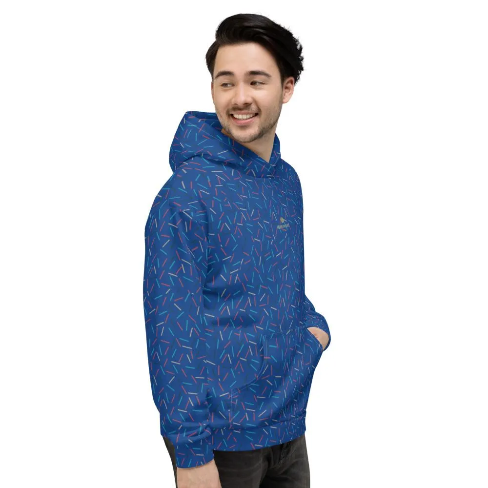 Navy Blue Sprinkle Women's Hoodies, Birthday Unisex Sweatshirt Pullover Top-Made in EU