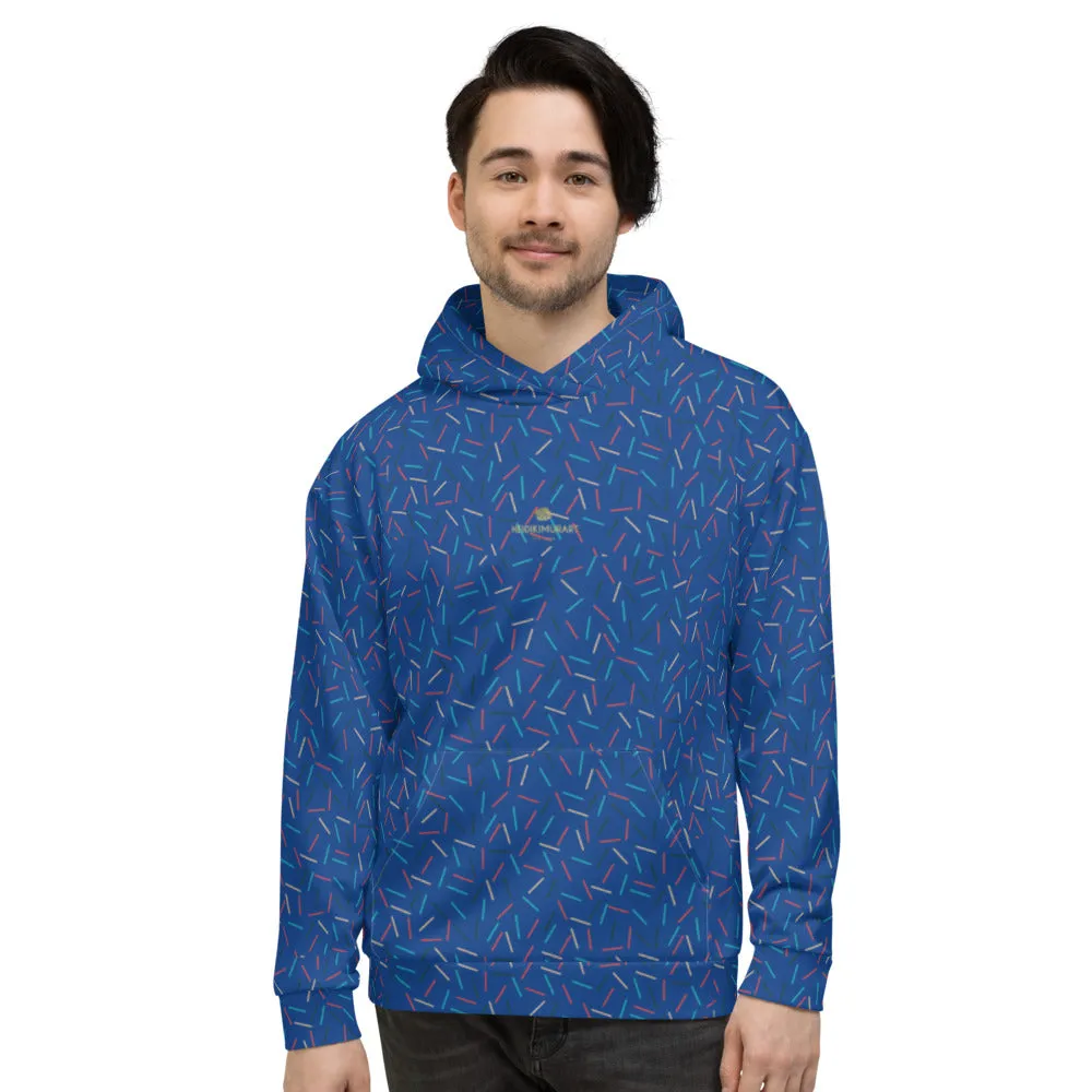 Navy Blue Sprinkle Women's Hoodies, Birthday Unisex Sweatshirt Pullover Top-Made in EU