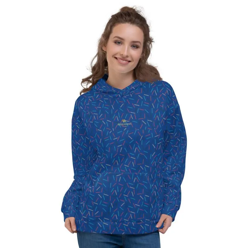 Navy Blue Sprinkle Women's Hoodies, Birthday Unisex Sweatshirt Pullover Top-Made in EU