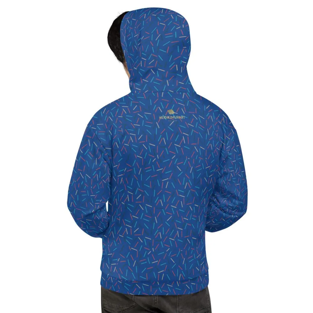 Navy Blue Sprinkle Women's Hoodies, Birthday Unisex Sweatshirt Pullover Top-Made in EU