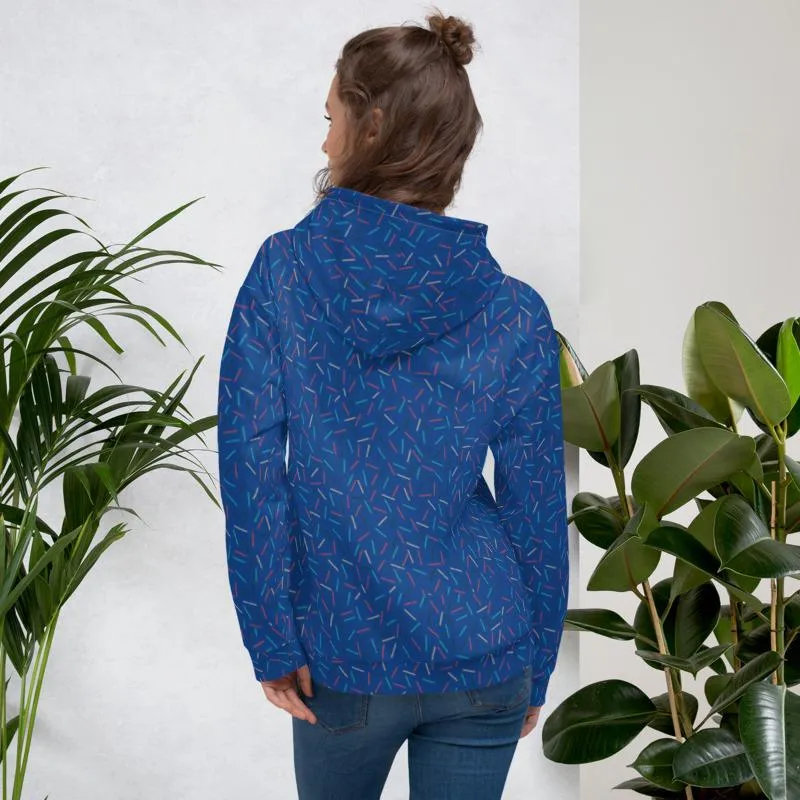 Navy Blue Sprinkle Women's Hoodies, Birthday Unisex Sweatshirt Pullover Top-Made in EU