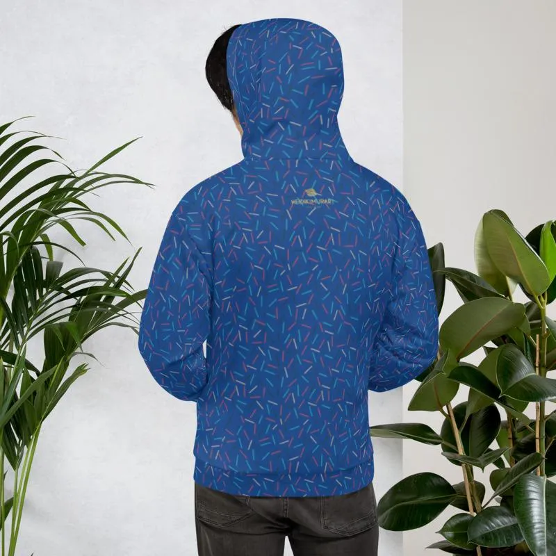 Navy Blue Sprinkle Women's Hoodies, Birthday Unisex Sweatshirt Pullover Top-Made in EU