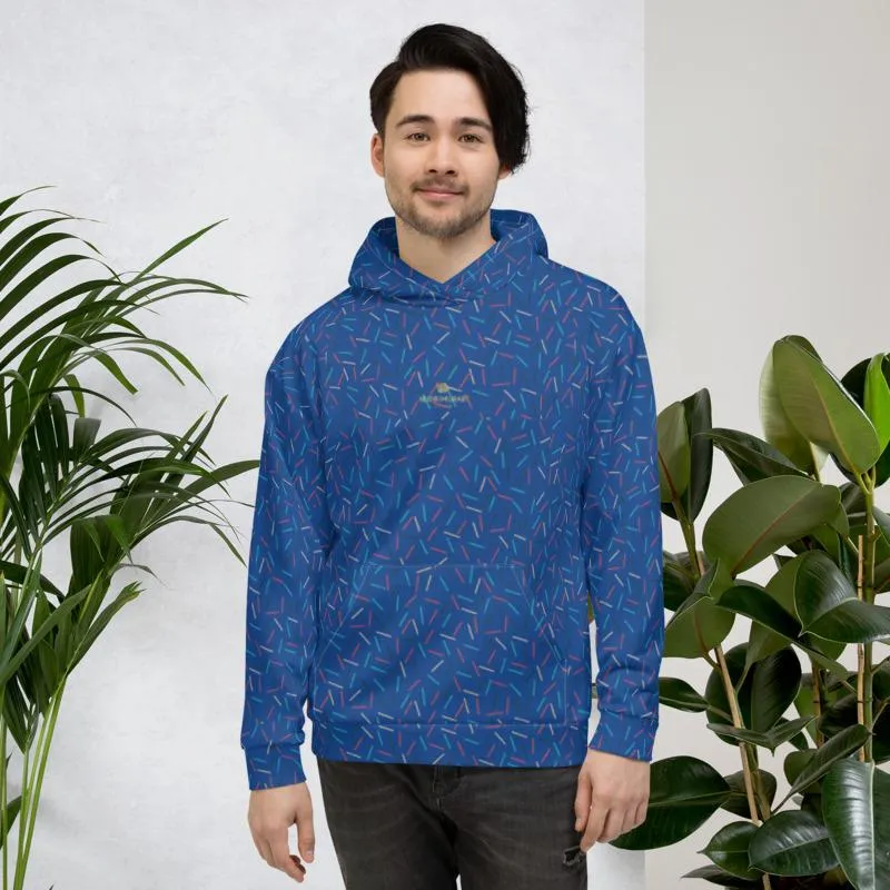 Navy Blue Sprinkle Women's Hoodies, Birthday Unisex Sweatshirt Pullover Top-Made in EU