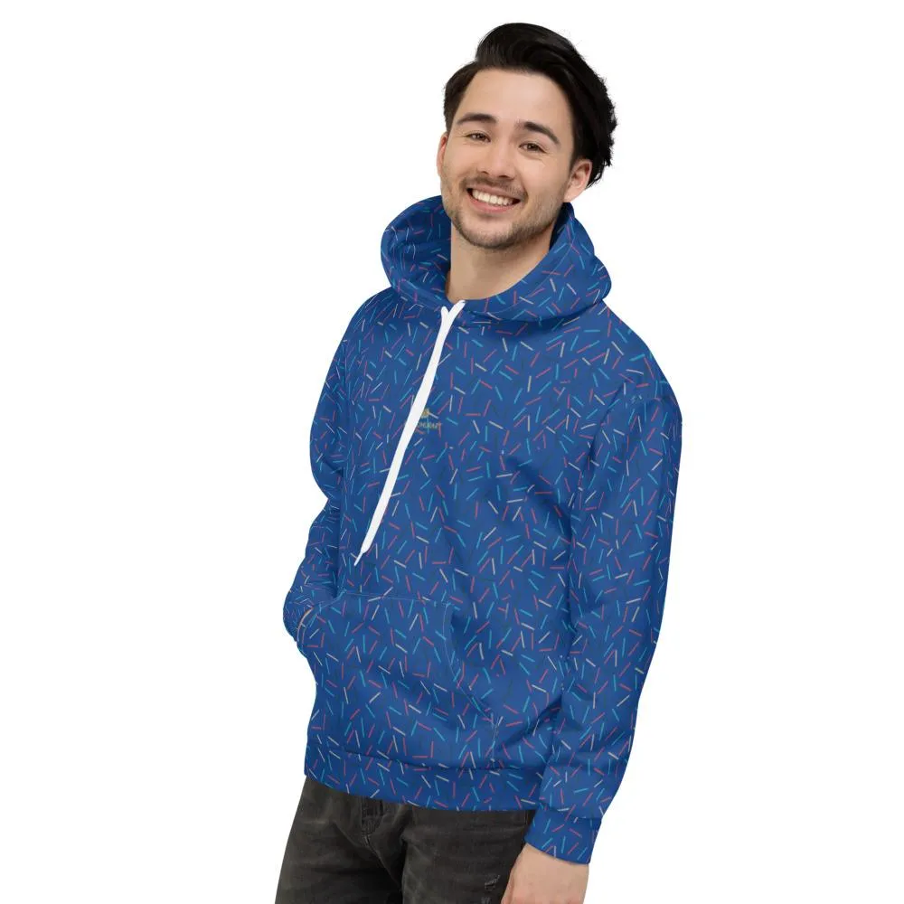 Navy Blue Sprinkle Women's Hoodies, Birthday Unisex Sweatshirt Pullover Top-Made in EU