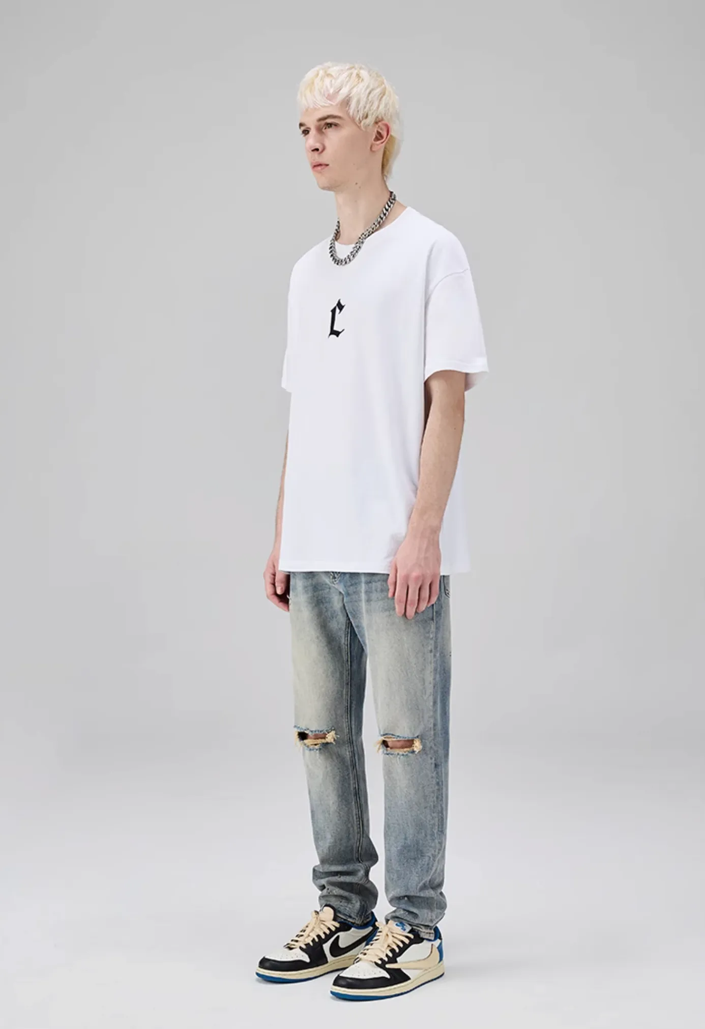 Paint Splash Ripped Straight Leg Jeans