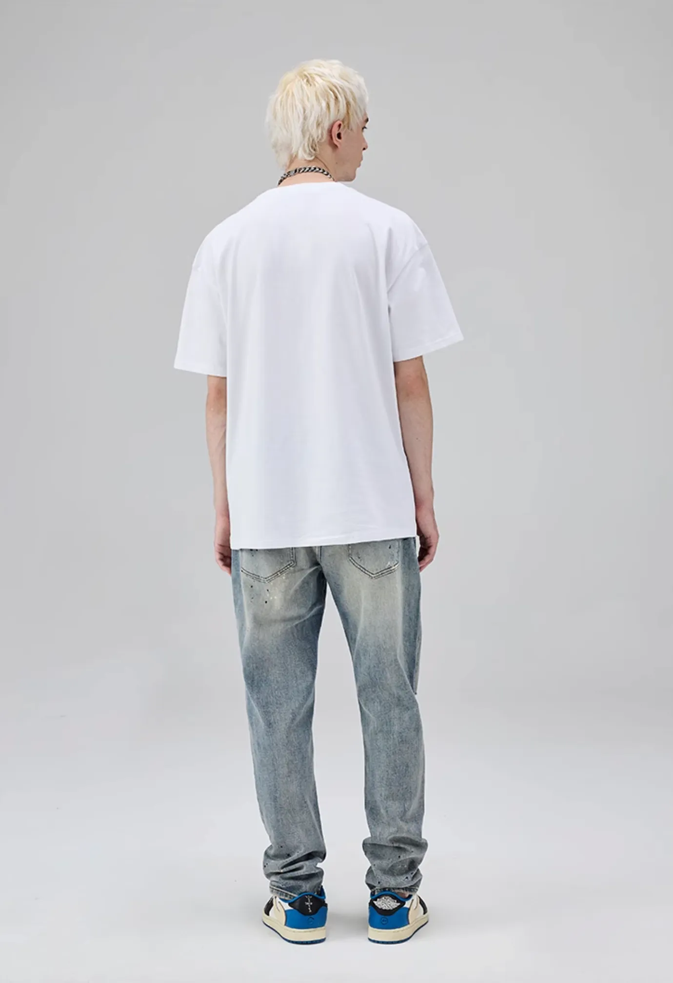 Paint Splash Ripped Straight Leg Jeans