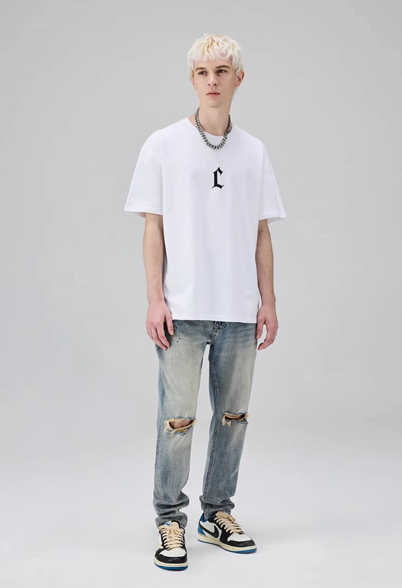 Paint Splash Ripped Straight Leg Jeans