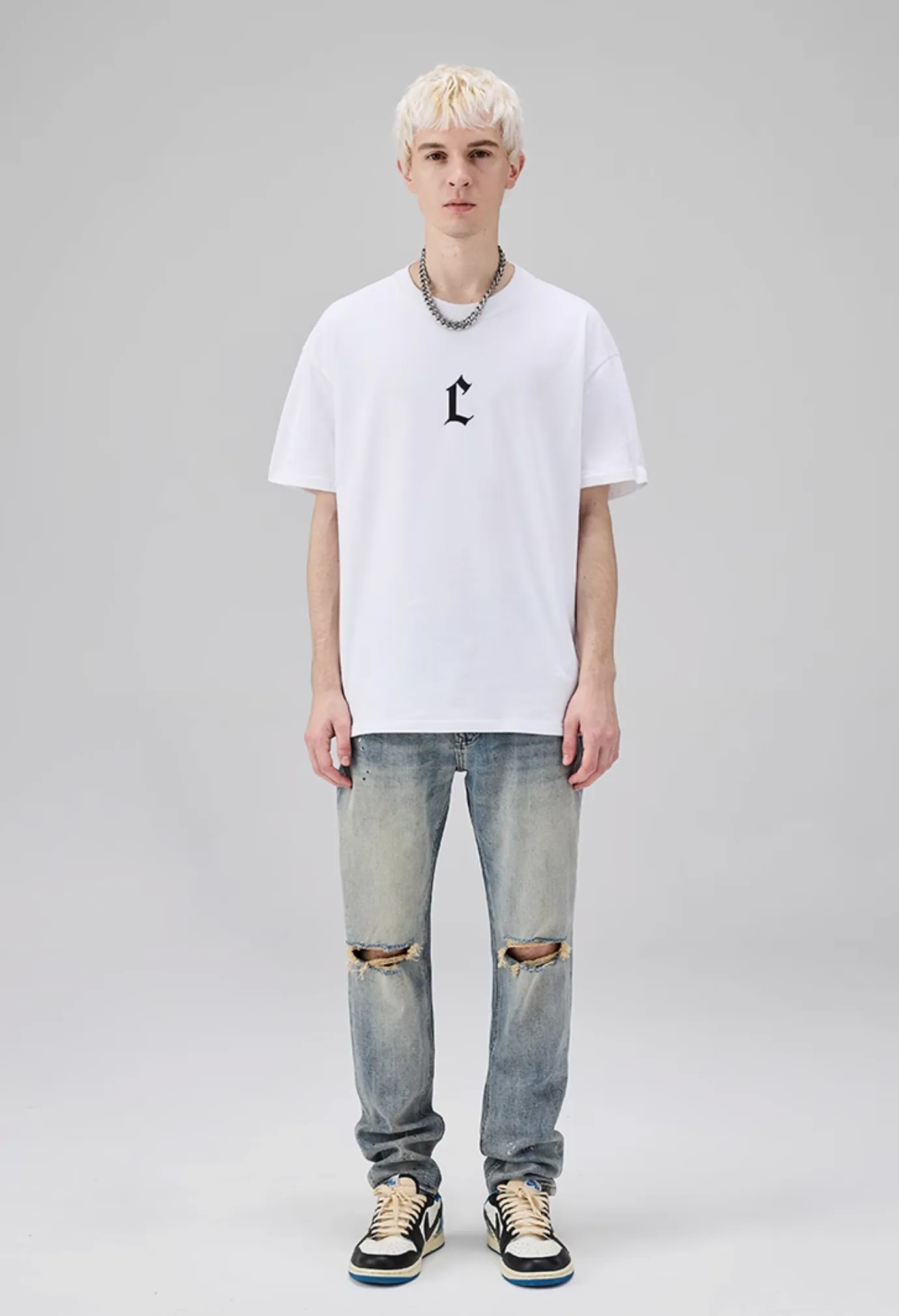 Paint Splash Ripped Straight Leg Jeans