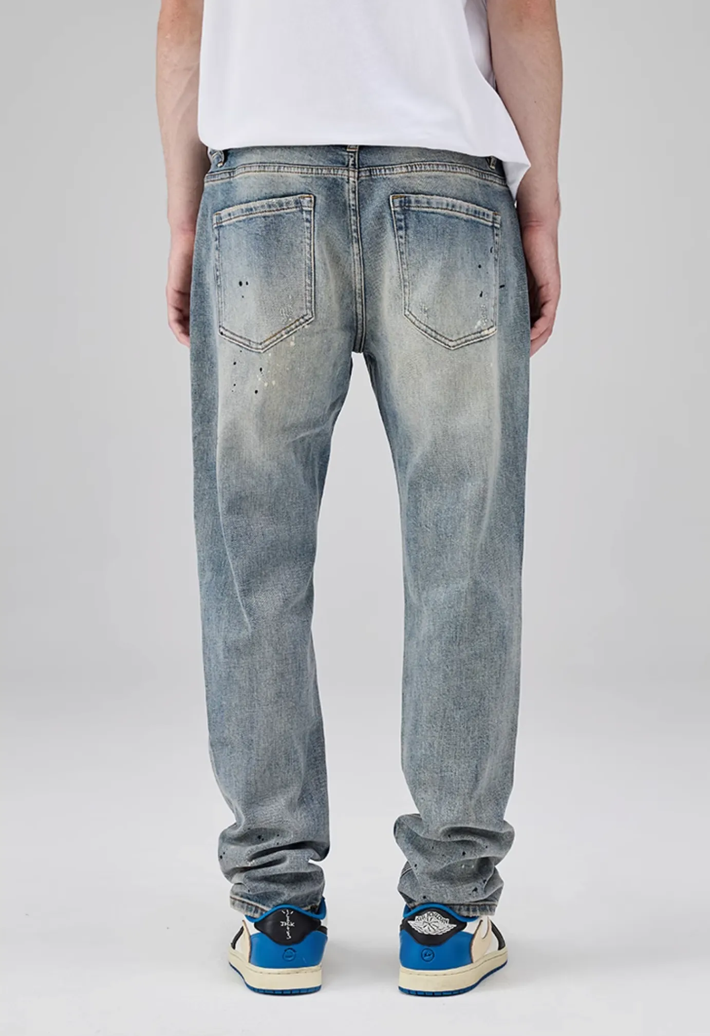 Paint Splash Ripped Straight Leg Jeans