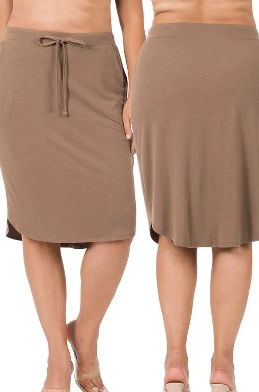 Plus Self Tie Tulip Hem Skirt with Side Pockets