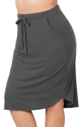 Plus Self Tie Tulip Hem Skirt with Side Pockets