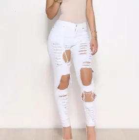 Ripped Women's Skinny High Waisted Pencil Jeans