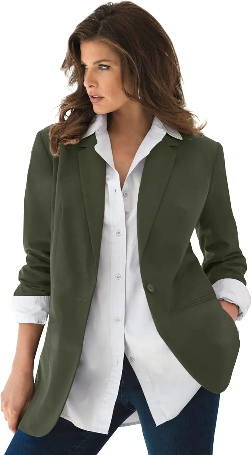 Roaman's Women's Plus Size Boyfriend Blazer