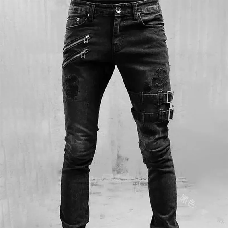 Russell – Men's Embroidered Ripped Skinny Jeans