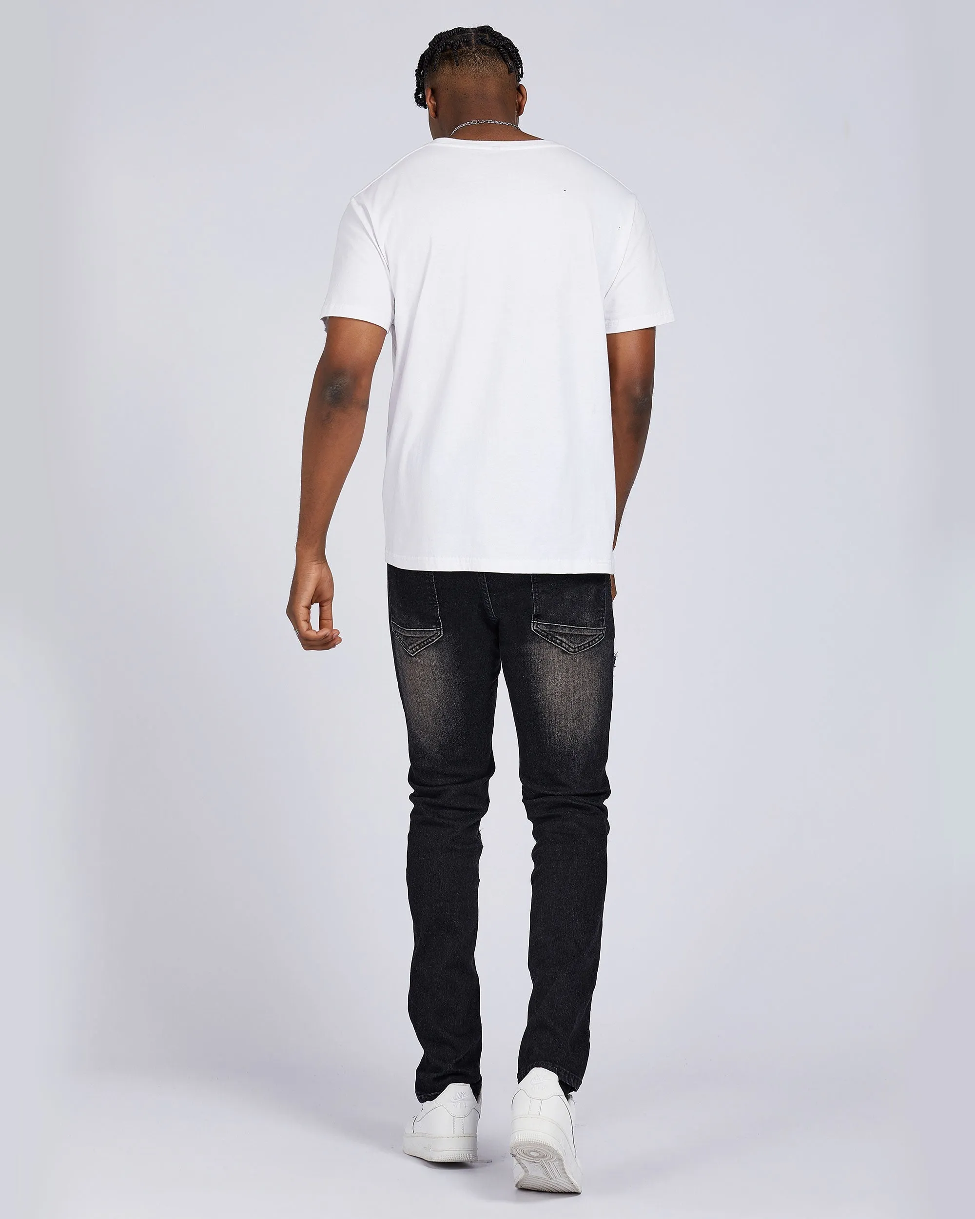 Slim Fit Rip & Repair Black Jeans with Cartoon Painted-Mexico Local Delivery