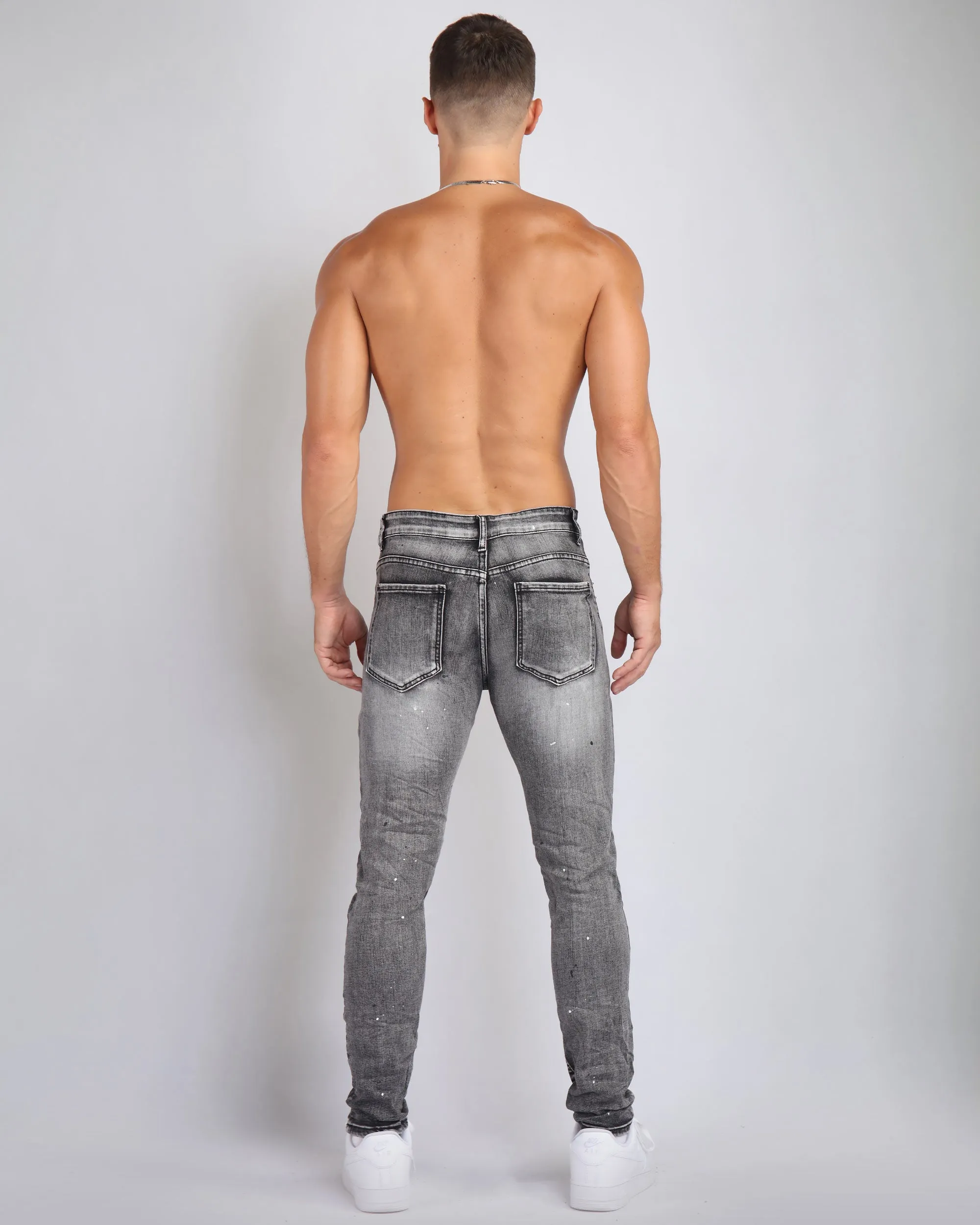 Spray Paint Distressed Black Jeans with Graffiti Ripped