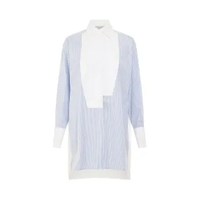 Stripe Plastron Shirt in White/Blue