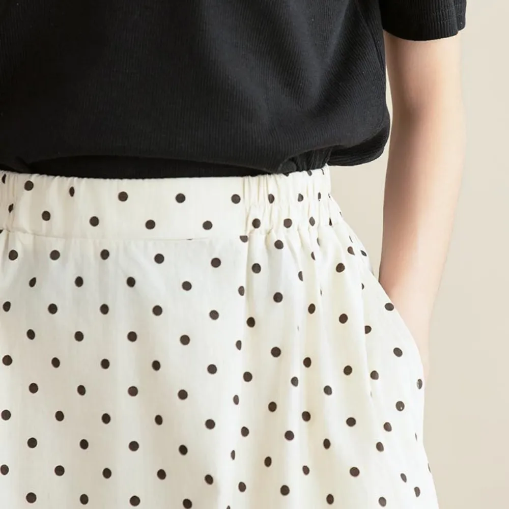 露肩T恤 波点半裙 Shoulder Cut-Out Top & Polka Dot Skirt 2-Piece Set