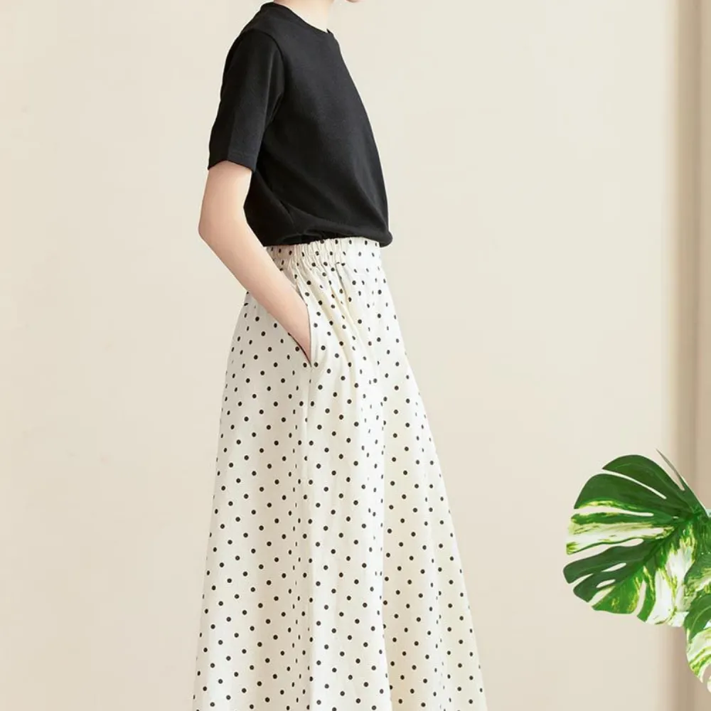露肩T恤 波点半裙 Shoulder Cut-Out Top & Polka Dot Skirt 2-Piece Set