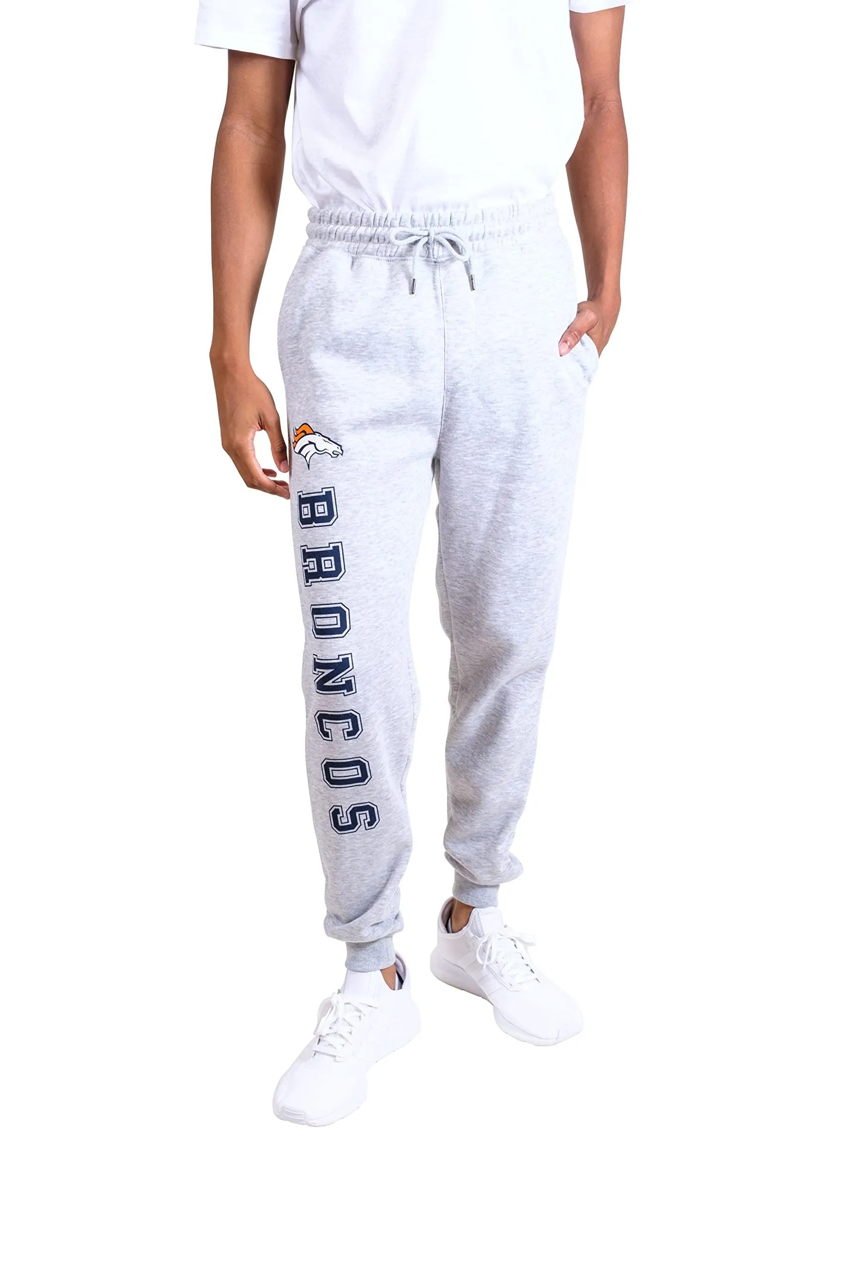 Ultra Game NFL Official Adults Super Soft Game Day Jogger Sweatpants - Unisex, Denver Broncos, Heather Gray|Denver Broncos