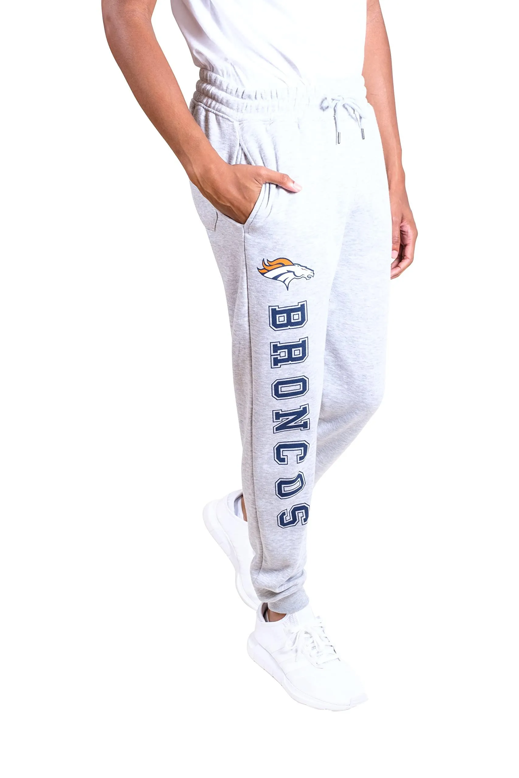 Ultra Game NFL Official Adults Super Soft Game Day Jogger Sweatpants - Unisex, Denver Broncos, Heather Gray|Denver Broncos