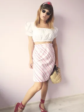 Vintage 90s minimalist striped colorful midi skirt