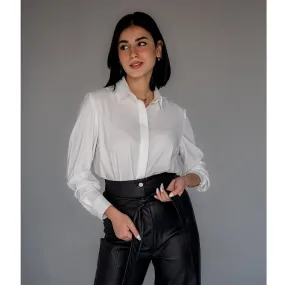 White crepe basic buttoned shirt