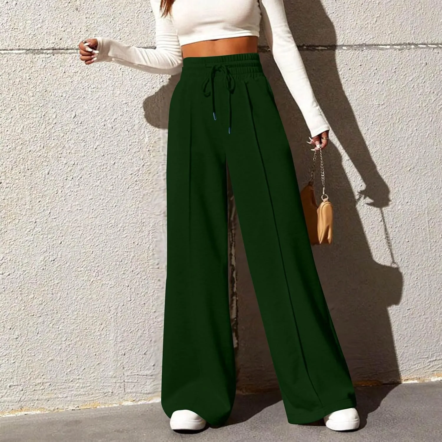 Wide Leg Sweatpants Women Casual Lightweight Drawstring High Waisted Joggers Baggy Soft Lounge Pants with Pockets