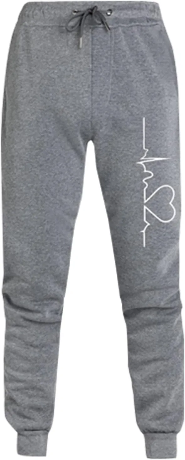 Womens Fleece Sweatpants 2023 Heart Print High Waisted Casual Soft Jogger Pants Cinch Bottom Athletic Lounge Pants