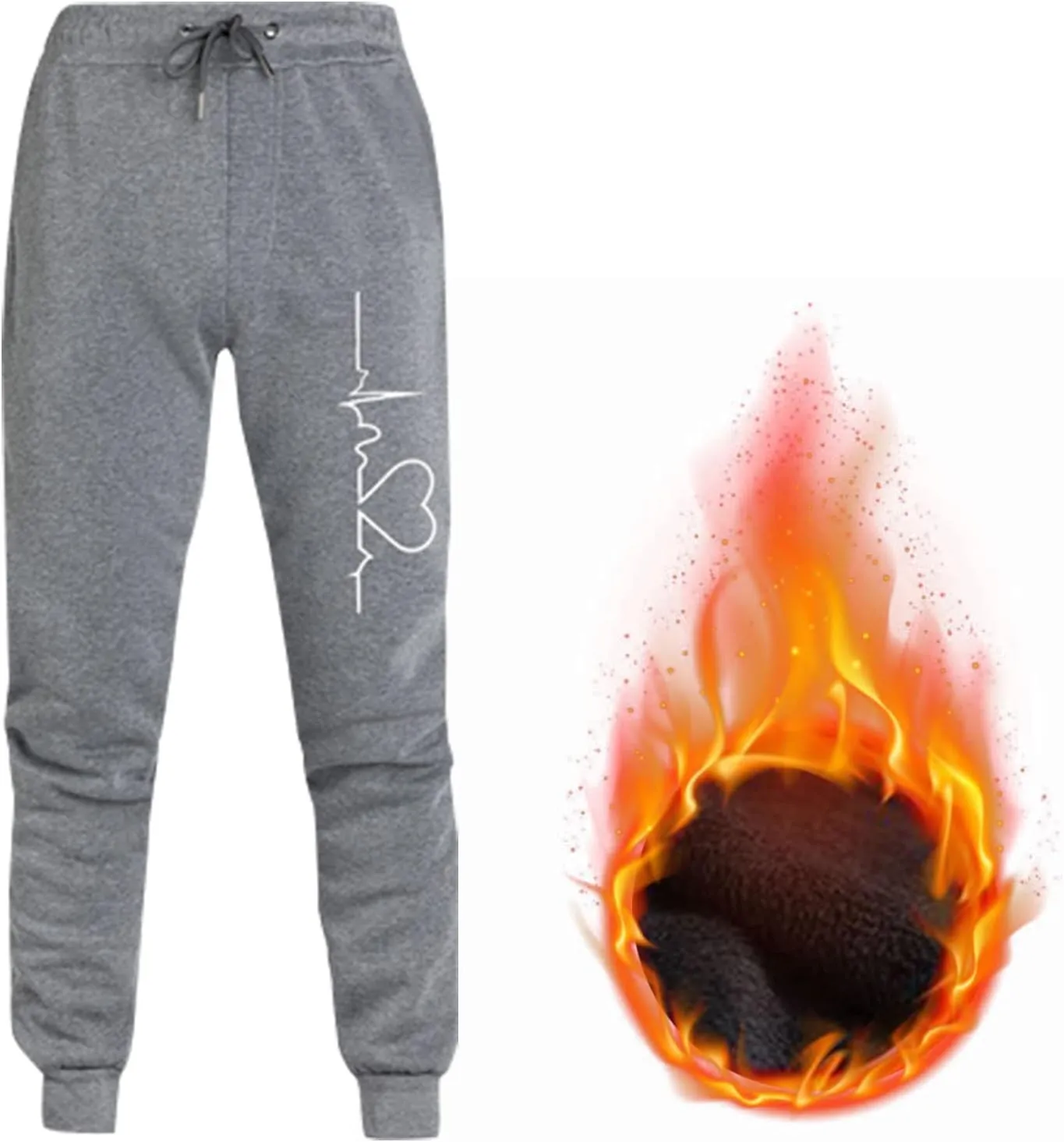 Womens Fleece Sweatpants 2023 Heart Print High Waisted Casual Soft Jogger Pants Cinch Bottom Athletic Lounge Pants