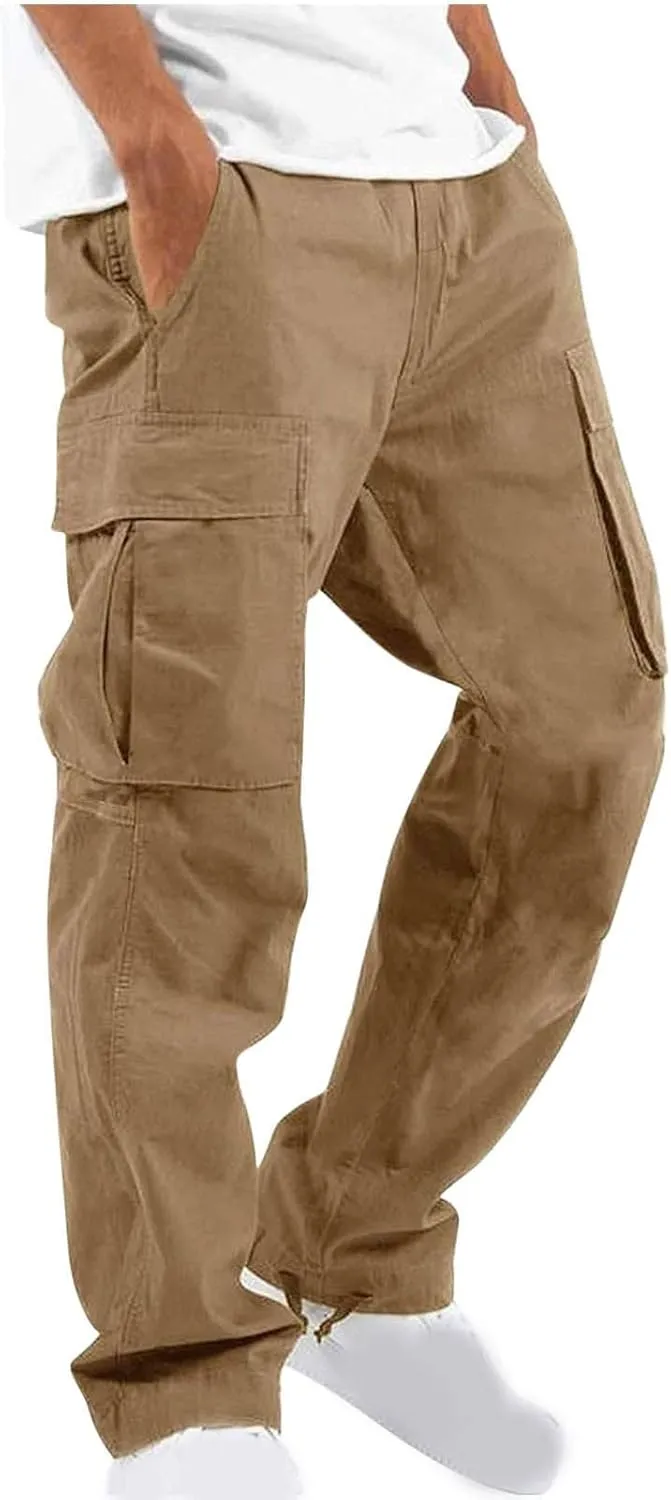 Work Pants for Men Construction Flex Ripstop Tactical Joggers Lightweight Hiking Cargo Trousers with Pockets