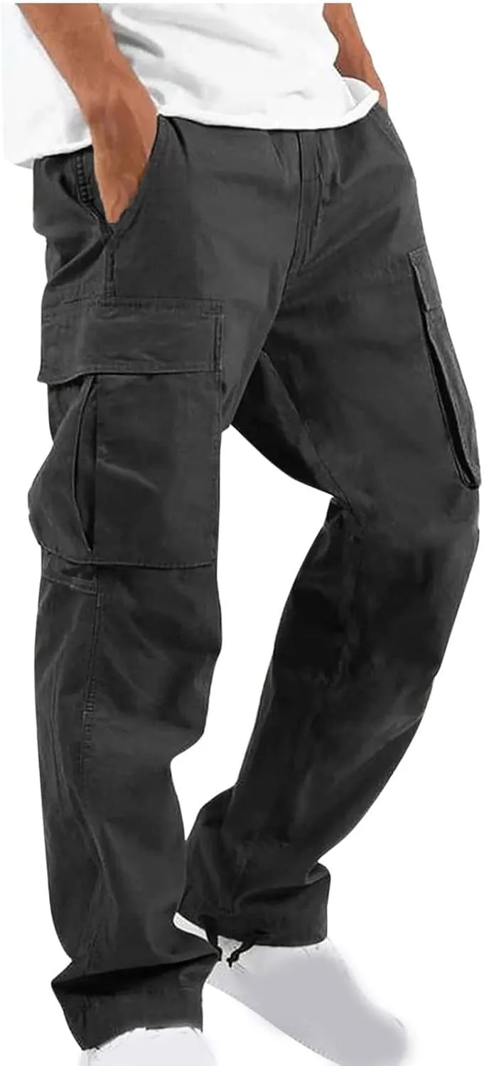 Work Pants for Men Construction Flex Ripstop Tactical Joggers Lightweight Hiking Cargo Trousers with Pockets