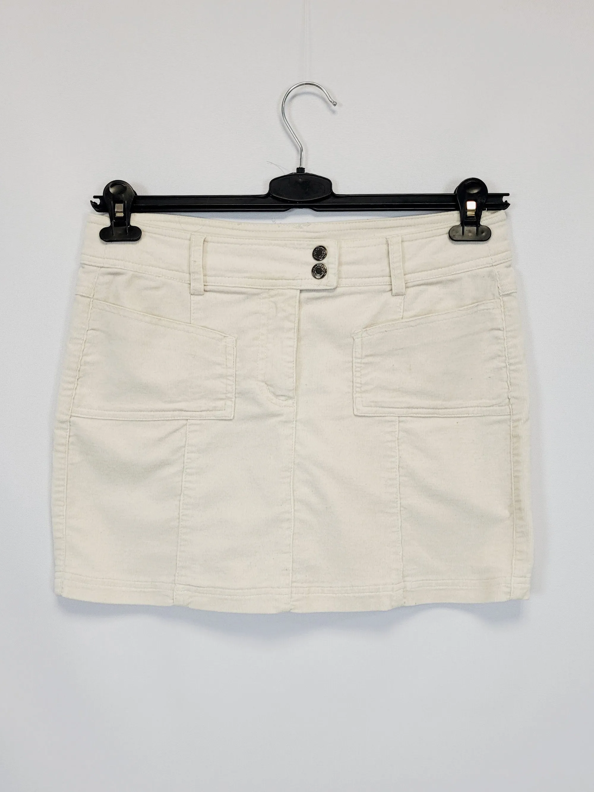 Y2K 00s cream white corduroy minimalist mini skirt